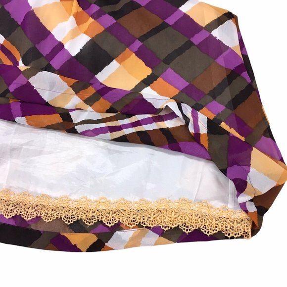 Moulinette Soeurs Anthropologie Etty Halter Dress Sz 6 Purple Orange Plaid Retro - Picture 10 of 13